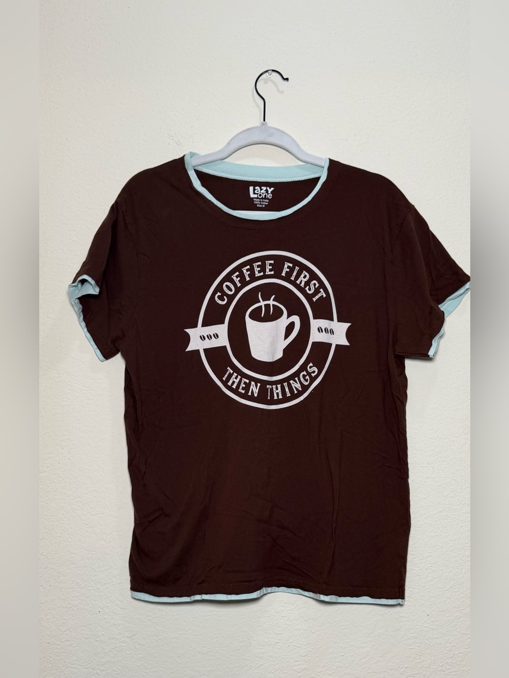 Lazy One Coffee First Then Things Graphic Tee Medium Funny Shirt